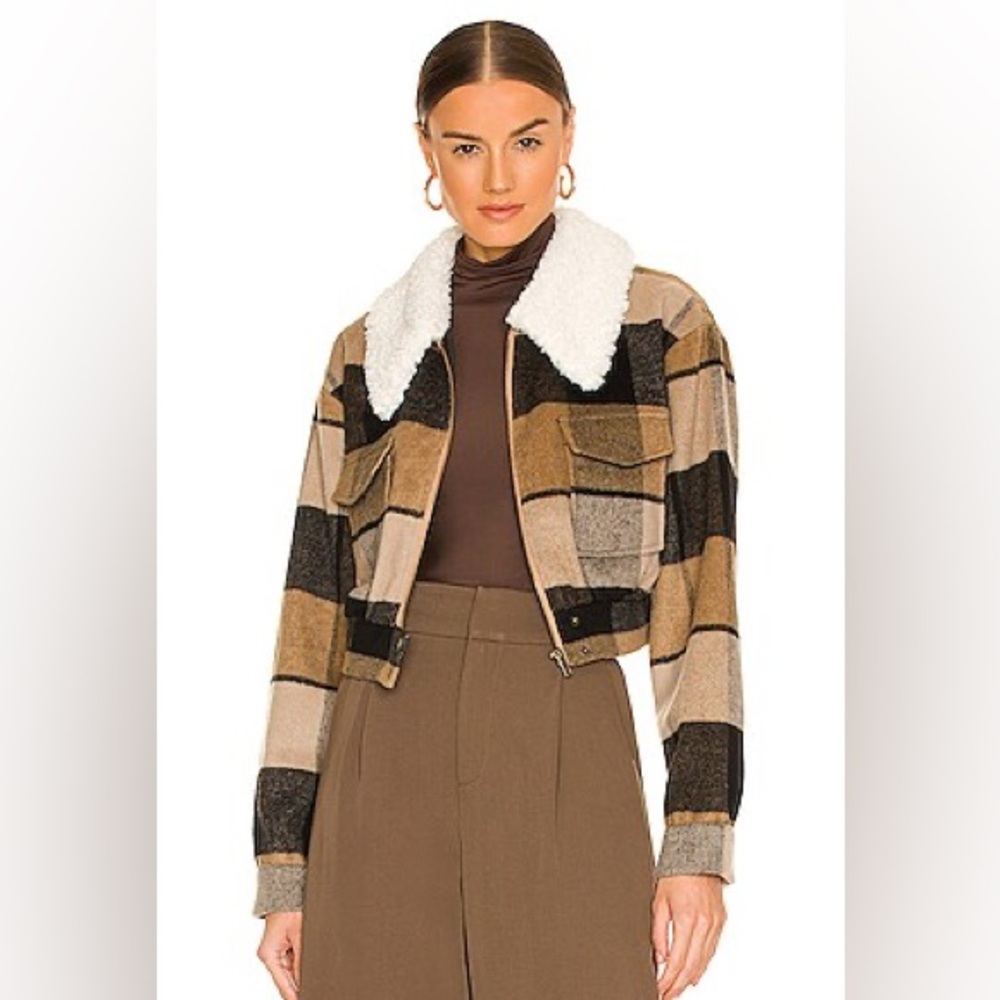 House of Harlow 1960 x REVOLVE Hadia Jacket Sherpa Plaid Cropped